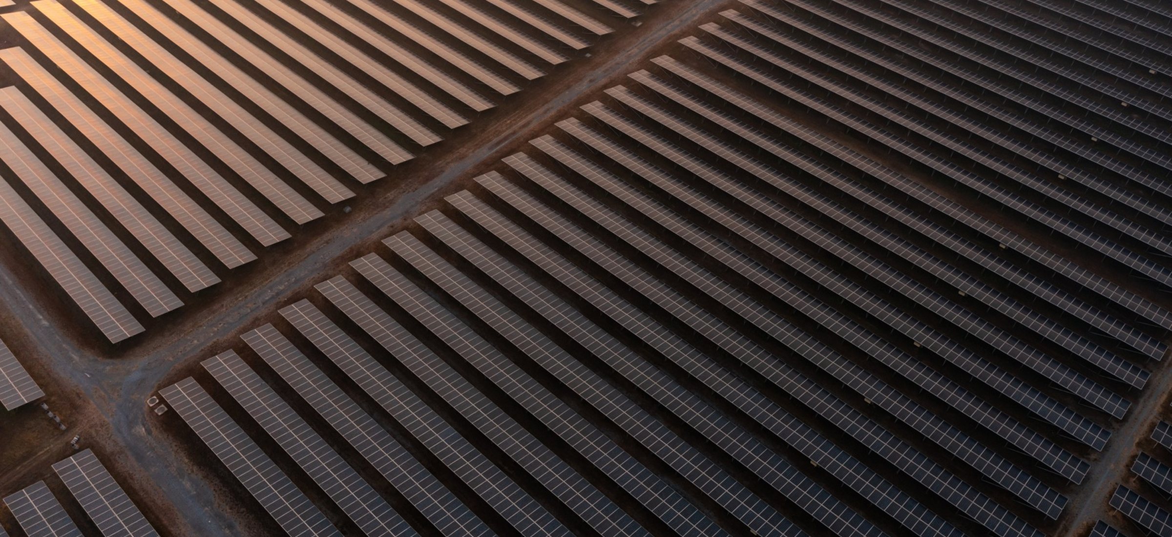 Aerial view of a utility-scale solar energy installation